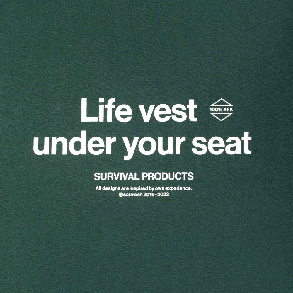 Футболка AFK by Scrrreen Life vest under your seat Темно-зеленая
