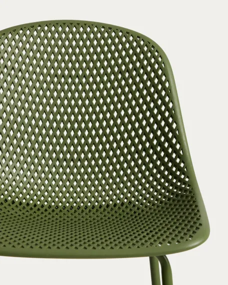 Уличный барный стул Quinby из зеленой стали и пластика, 75 см