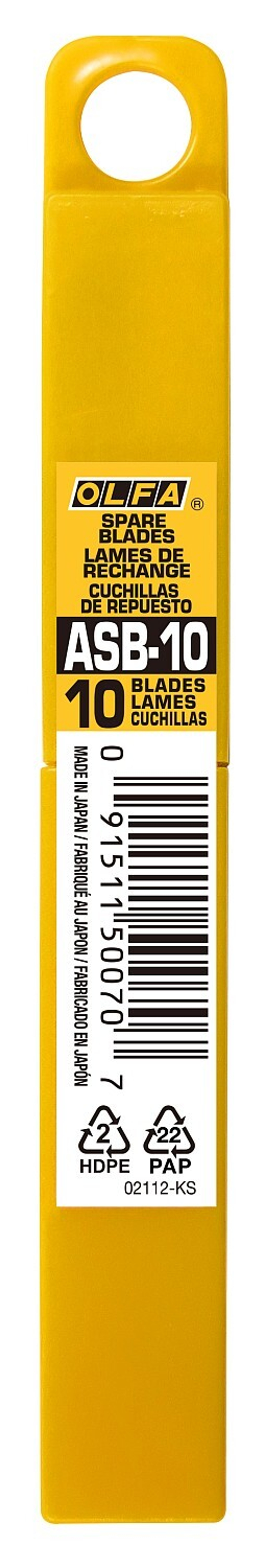 OLFA 9 мм, 10 шт, в боксе, сегментированные лезвия (OL-ASB-10)
