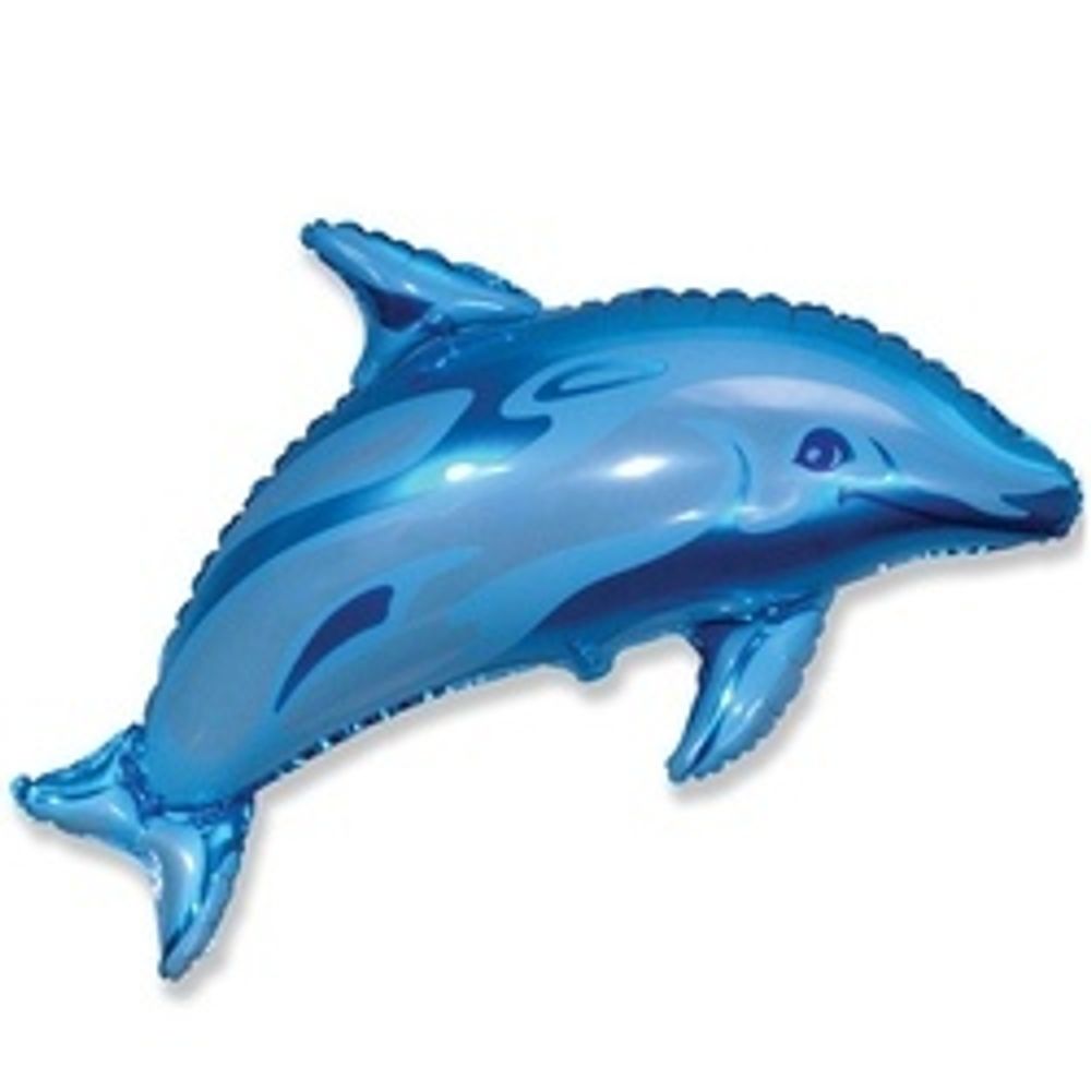 Шар (37"/94 см) Фигура, Дельфин фигурный, синий 1 шт.