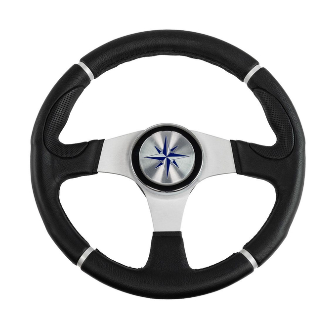 Рулевое колесо ORION обод черный, спицы серебряные д. 340 мм