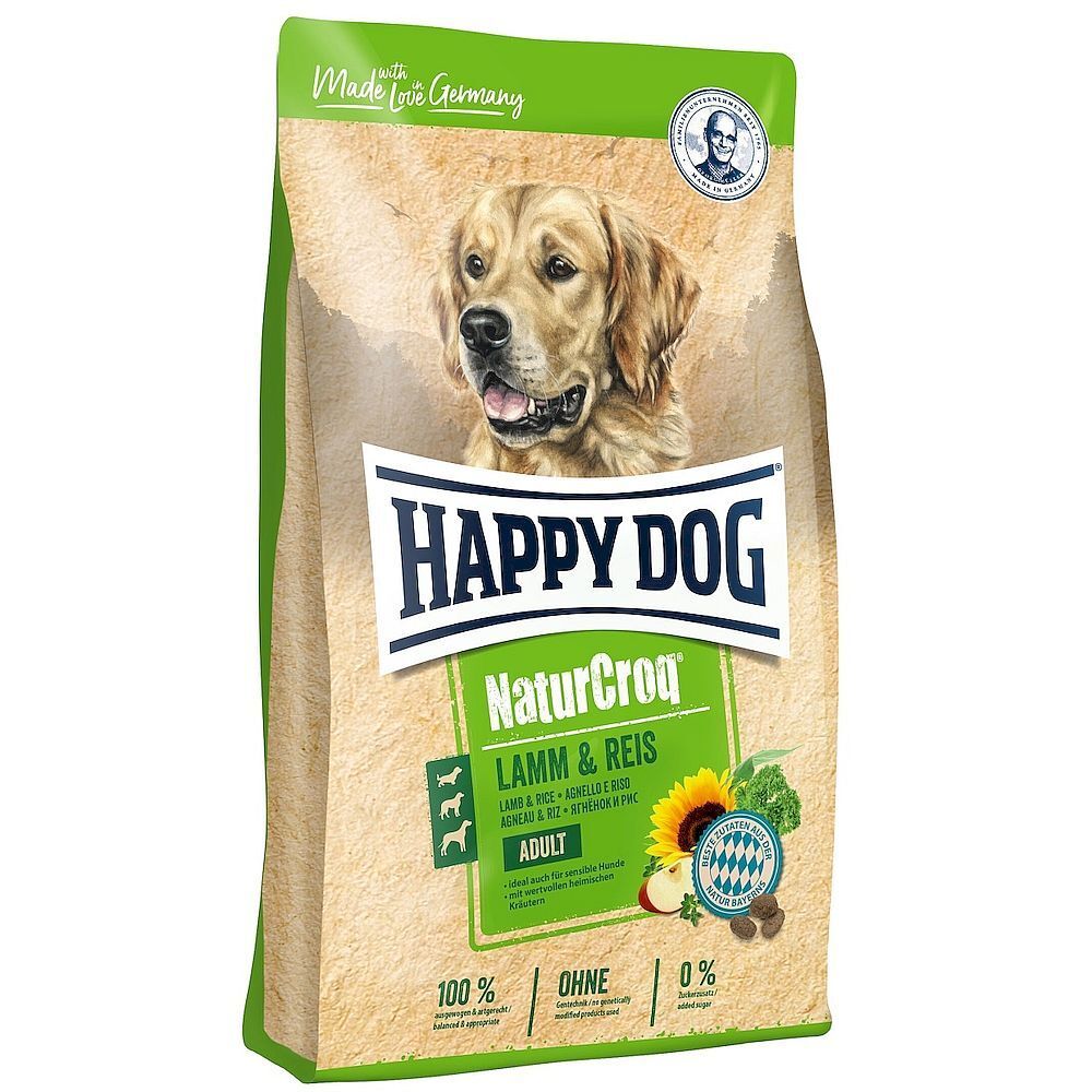 Happy Dog NaturCroq Lamm &amp; Reis Сухой корм для собак всех пород с чувствит.пищев. с Ягенком 4кг