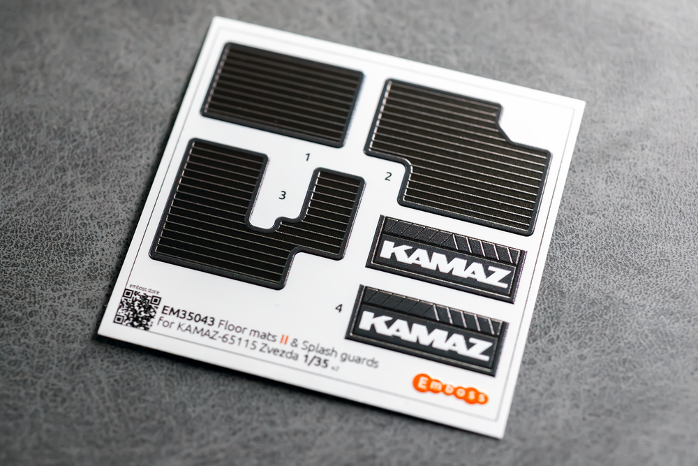 KAMAZ 65115 Floor mats (lines pattern) and splash guards for Zvezda 3650 1/35 (3D decal)
