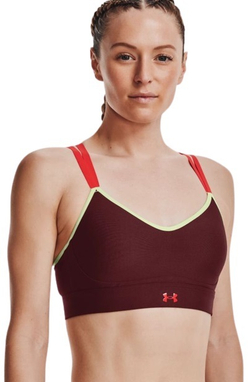 Теннисный бюстгальтер Under Armour Women's UA Infinity Low Strappy Sports Bra - chestnut red/phosphor green