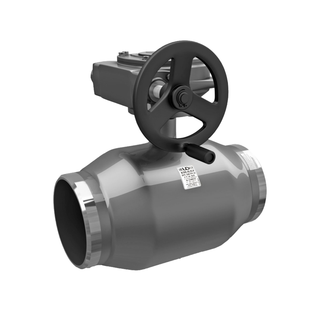 Кран стальной шаровой цельносварной LD КШ.Ц.П.Р.300.016, DN-300 PN-16, длина-730мм, стандартнопроходной, фланцевый с редуктором