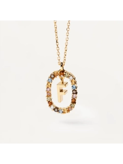 Колье Буква F серебро 925 пробы покрытое золотом