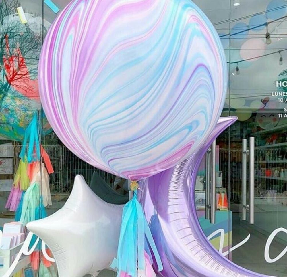 Q Шар 30"/76 см, супер агат темно розовый (БГ-100)  Изображение3