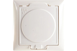 Розетка 1-м СП Селена РС16-426 защ. шторки с заземл. IP44 бел. Кунцево 8117