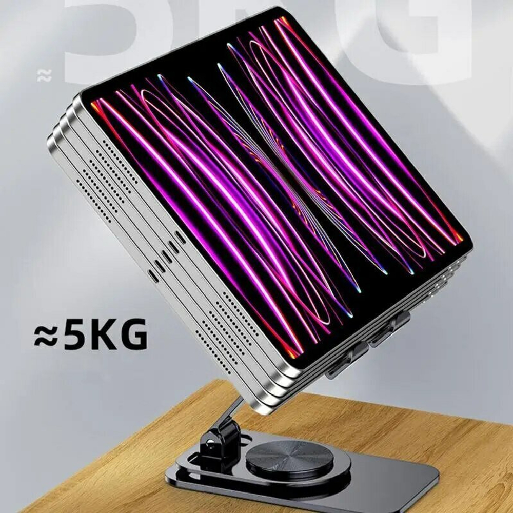 Подставка для телефона, планшета, металлическая,  вращающаяся. Держатель для телефона. Подставка под телефон, универсальная портативная,  цвет белый