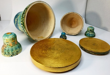 Матрешка-колокол из 6 частей. Храмы Санкт-Петербурга. Дерево, лак, ручная роспись. Россия, 2000-е гг