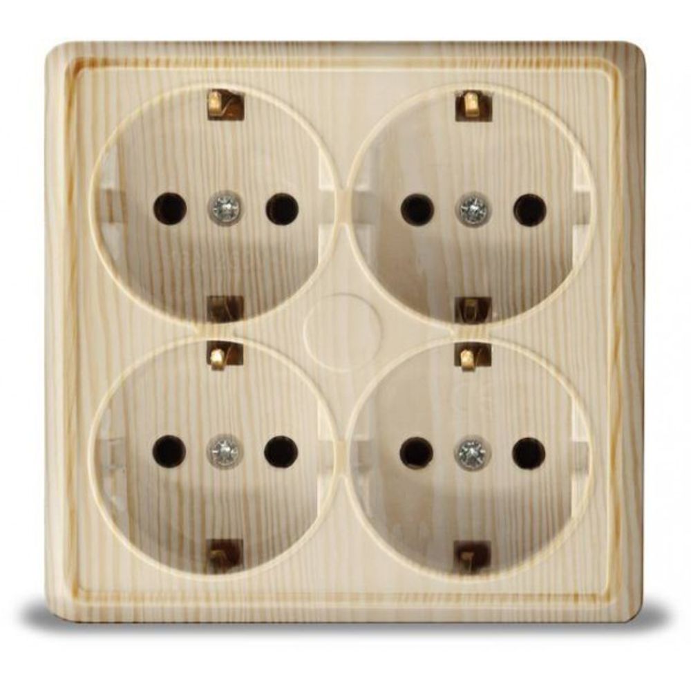 Розетка UNIVersal Олимп СОСНА 4-местная о/п с/з 16А 250В