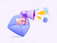 3D иллюстрация открытого письма с громкоговорителем