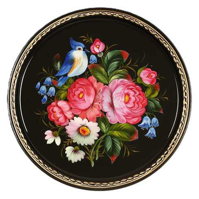 Жостовский поднос декоративный, размер 30 см (A9), металлический