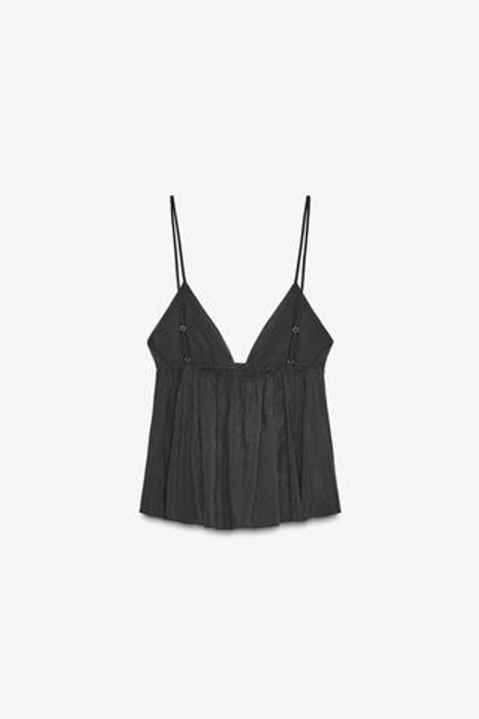 ZARA ТОП ИЗ СТРУЯЩЕЙСЯ ТКАНИ НА БРЕТЕЛЯХ, ЧЕРНЫЙ