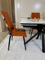 Кухонный раскладной стол "Монако" из керамогранита, белый мрамор и 4 стула ТРОПИК