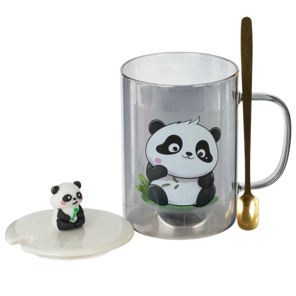 GAEM Кружка с крышкой и ложкой, 374 мл, L11,5 W9 H14 см