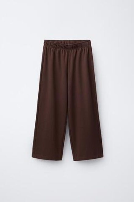 ZARA КОМПЛЕКТ ИЗ ТОЛСТОВКИ И БРЮК WIDE LEG ИЗ ФЛИСА, КОРИЧНЕВЫЙ