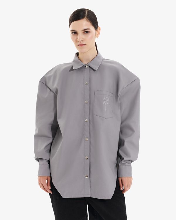 Рубашка c вышивкой ниточка серая - фото 1