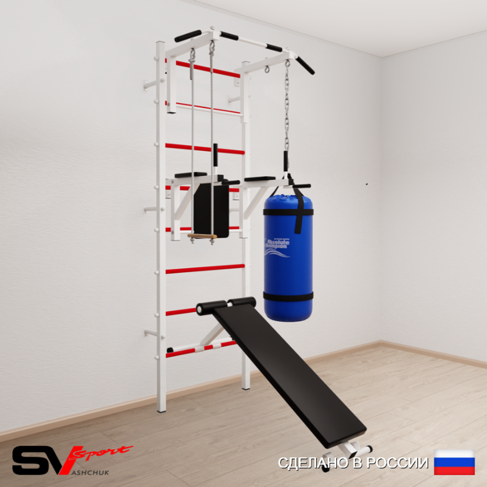 Шведская стенка Sv Sport 5833 (Турник стандарт/Брусья/Скамья/Трапеция/Цепь/Мешок 30кг)