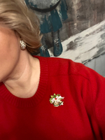 Новогодняя брошь колокольчики с кристаллами