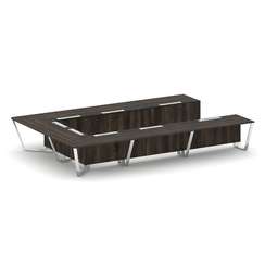 Steel Meet Стол переговорный П-образный MMK-PR.B.SP-15P Дуб Мали/Графит Глянец/Нержавеющая Сталь/Хро