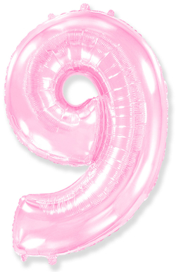 Розовая цифра 9 с гелием