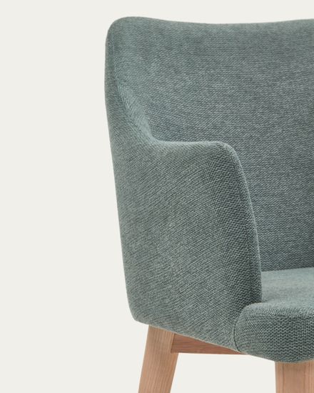 Croft Стул из синели темно-зеленого цвета с ножками из массива ясеня Испания La Forma