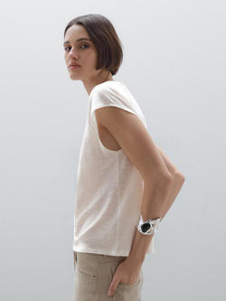 Massimo Dutti Футболка из 100% льна, светло-желтый