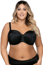 Бюстгальтер-балконет с гладкими чашками без отделки (Размер: 80H) (Цвет: черный)