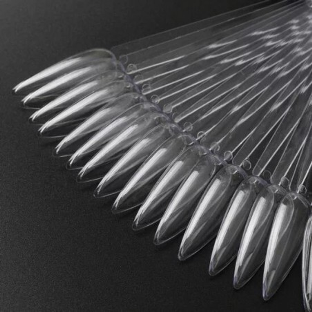 NailArt Палитра веер на металлическом кольце Стилеты, прозрачный, 50шт