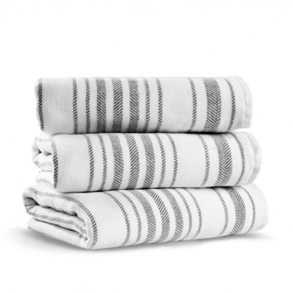 Банная простыня 50x90 L'appartement Stripe Gauze white/dark grey белый/темно-серый