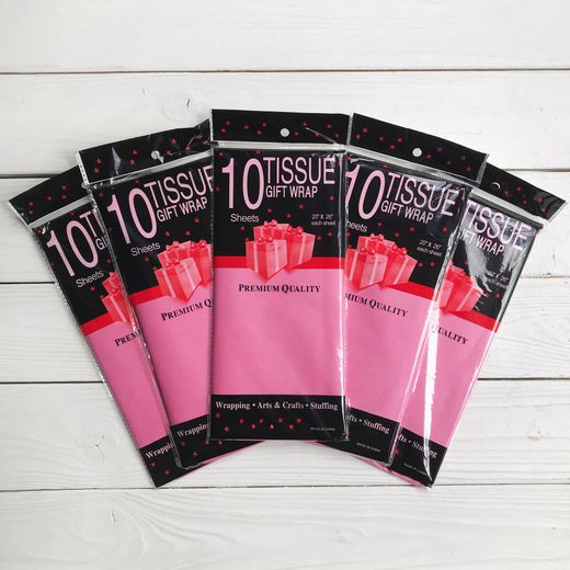 Бумага тишью 50 х 66 см (10 листов), розовая