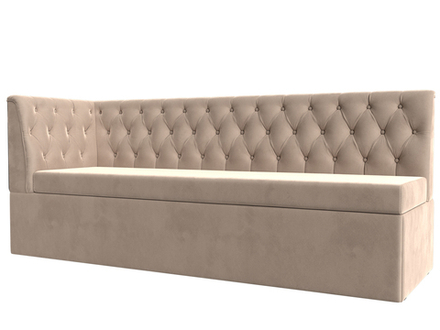 Диван кухонный прямой Маркиз с углом слева, Бежевый, Велюр, 112823L