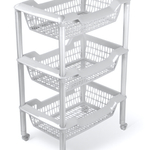 Этажерка универсальная на колёсиках «Джета» 3 корзины, цвет светло-серый С735СЕР