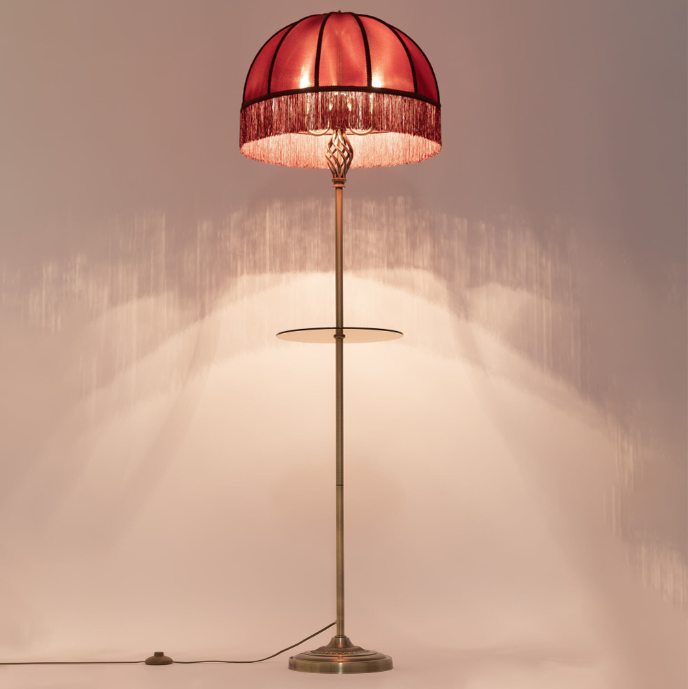 Citilux Базель CL407933T Торшер бронза со столиком и красным абажуром