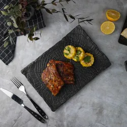 Блюдо прямоугольное 30*21 см h2,5 см с бортом Side Up1 Black Raw Wood P.L. Proff Cuisine [3]