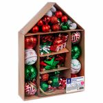 Шары ёлочные НАБОР 73 предмета, "Fairy House", красный/зеленый/белый, пластик, ЗОЛОТАЯ СКАЗКА, 592181