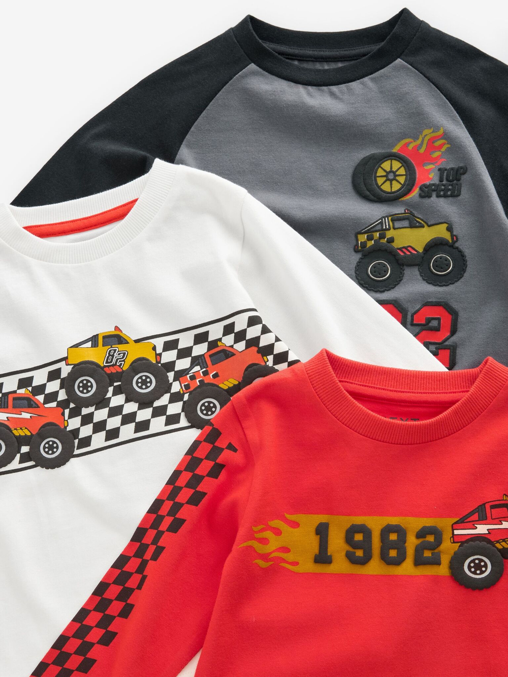 Лонгслив для мальчика Next 642-580, 3 шт., Серый, Красный, Белый