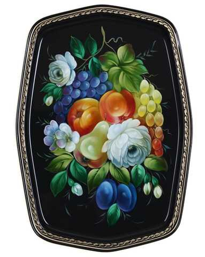 Жостовский поднос декоративный, размер 45х32 см (A18), металлический