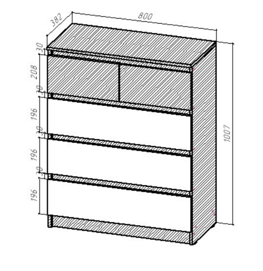 БОСТОН ЛАЙТ Комод КМ-001 Корпус - Дуб Крафт золотой К003  Фасад ЛДСП - Белый (Гладкий)