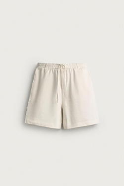 ZARA ШОРТЫ-ДЖОГГЕРЫ С КОМБИНИРОВАННЫМ ПОЯСОМ, БЕЛЫЙ