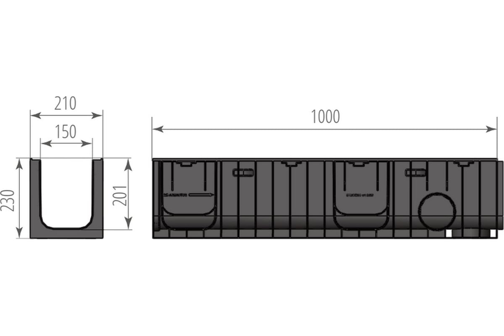 Лоток ЛВП Norma DN150 H230 C250 1000*210*230 (11523)