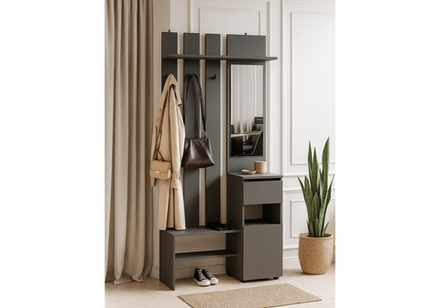 Прихожая Woodville Сибити графит серый