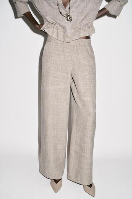 ZARA ШИРОКИЕ БРЮКИ, ПЕСОЧНЫЙ МЕЛАНЖ