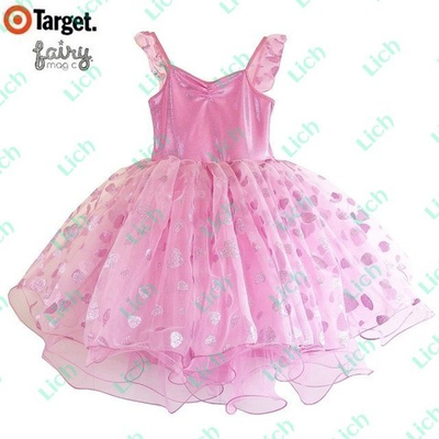 Платье с пышной многослойной юбкой с рисунком в виде сердец