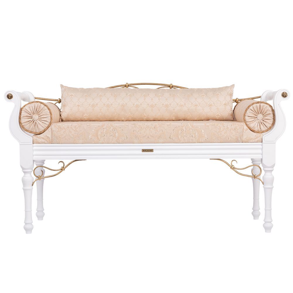 Банкетка Флоренция Премиум Белый Каледония Даймонд Айвори Амбер