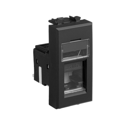 Компьютерная розетка RJ-45 модульная, кат.5е, "Avanti", "Черный матовый", 1 модуль