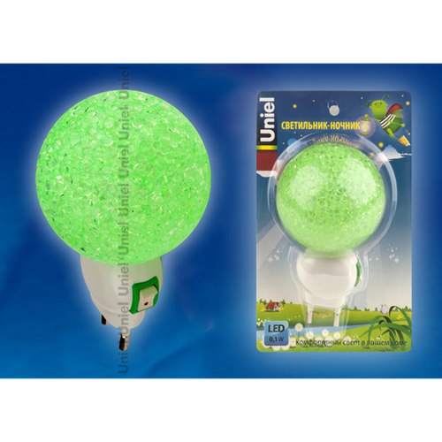 DTL-309-Шар/GREEN/1LED/0,1W Светильник-ночник. Выключатель на корпусе. Блистер