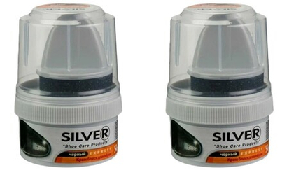 Крем для обуви с губкой ЧЕРНЫЙ Silver 50мл