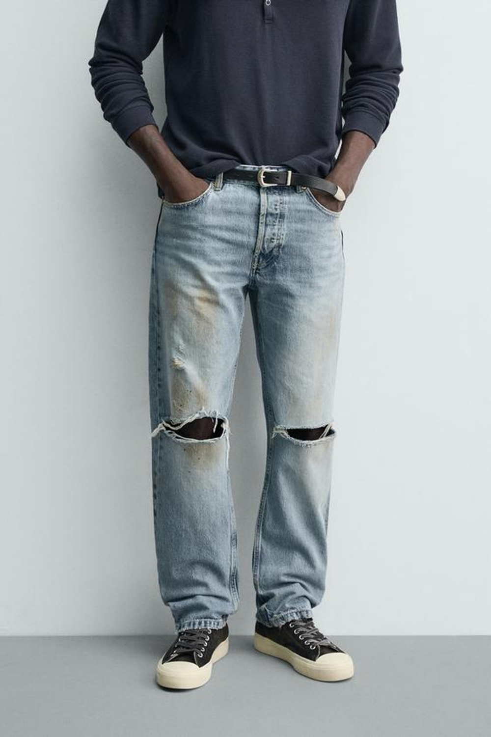 ZARA ДЖИНСЫ RELAXED BARREL FIT, СИНИЙ